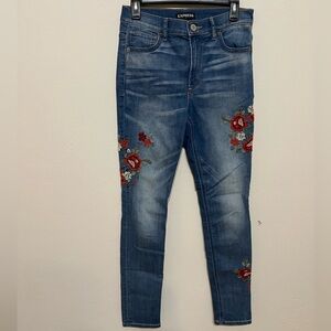 Express floral embroidered jeans